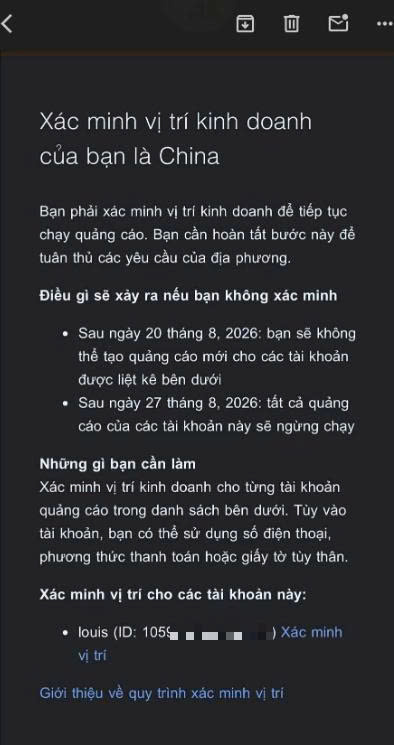 Xác minh vị trí kinh doanh China