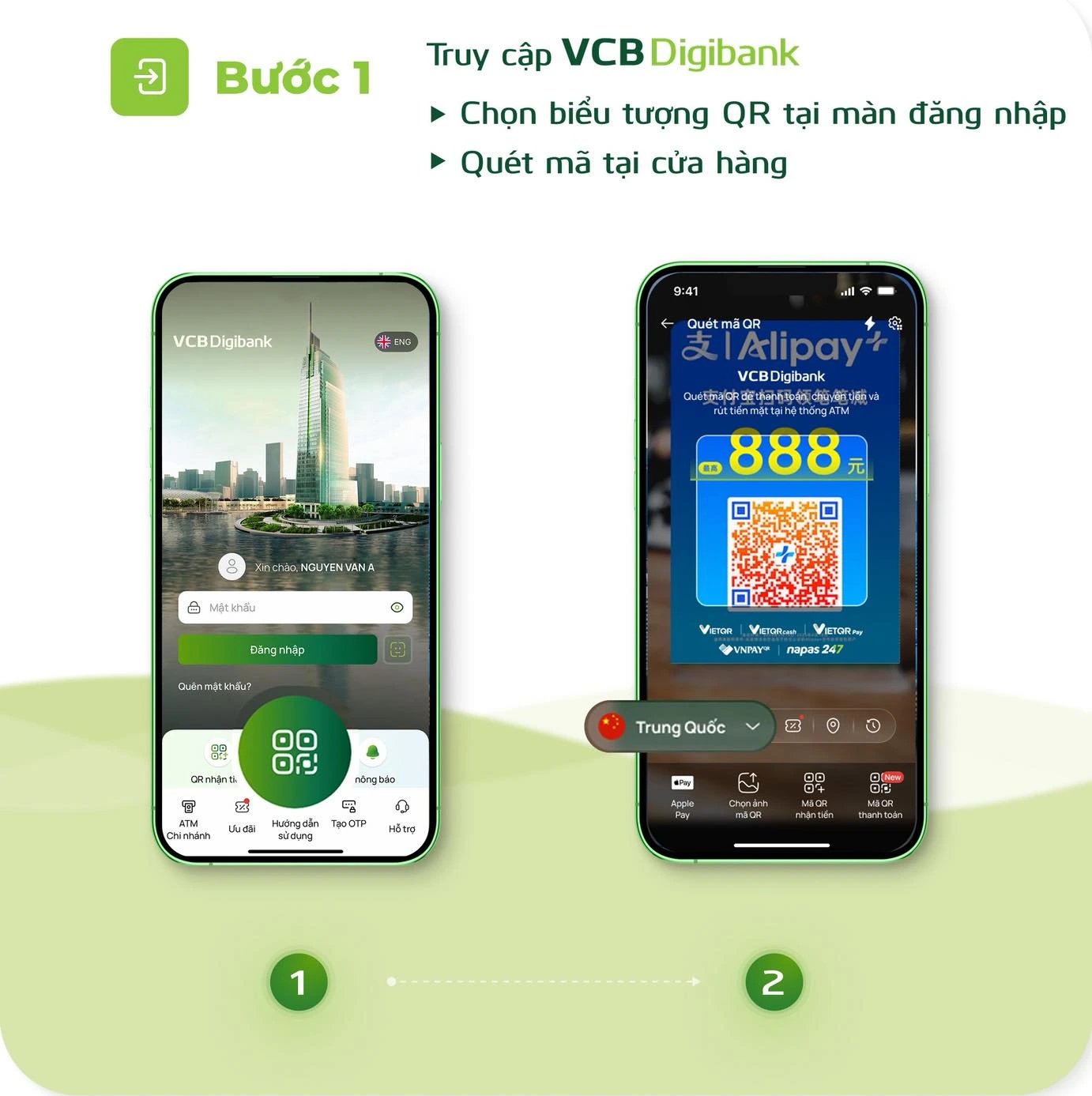 Vietcombank tiên phong thanh toán QR xuyên biên giới